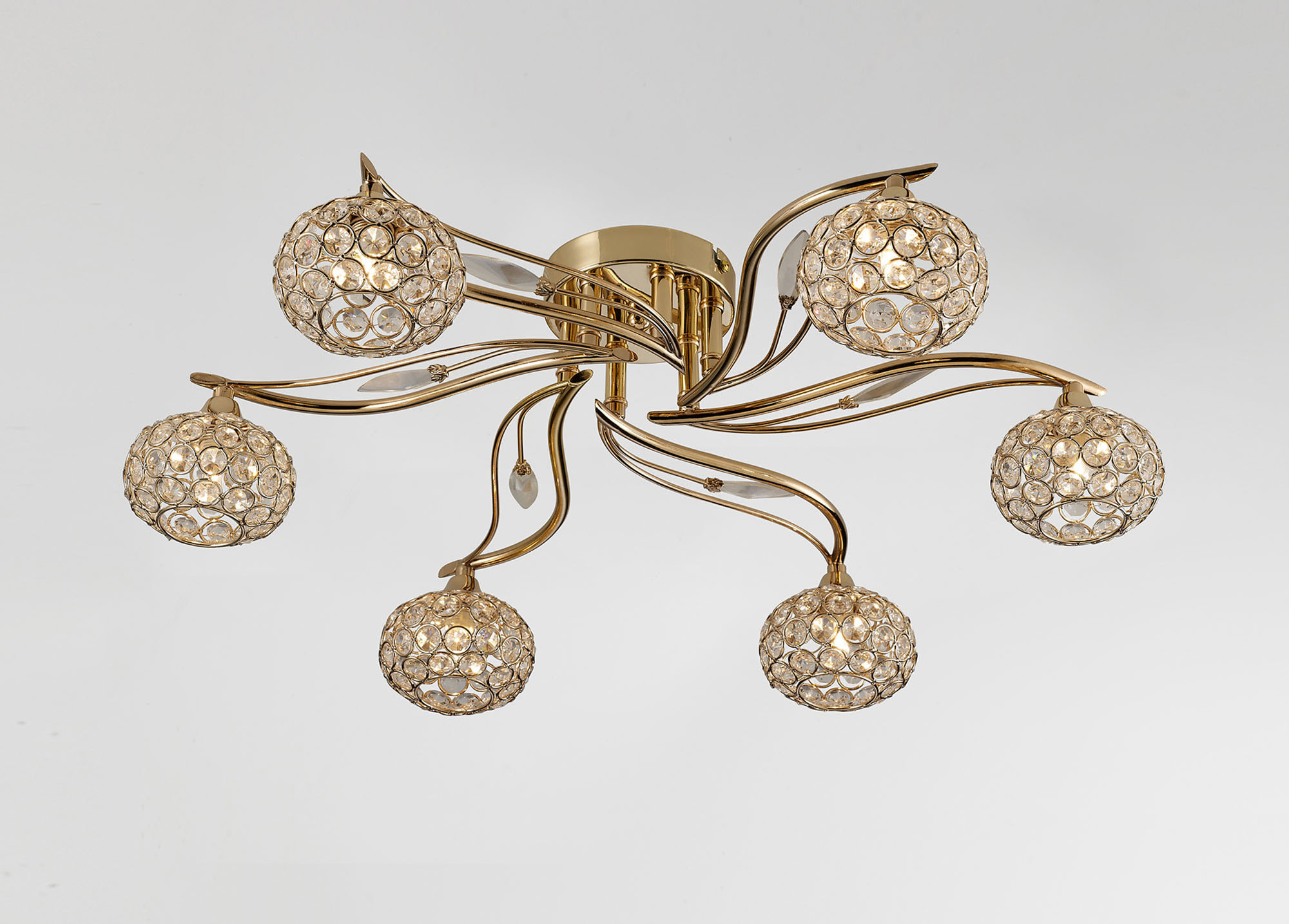 Leimo Crystal Ceiling 6 Light French Gold IL30966  Diyas Leimo French Gold